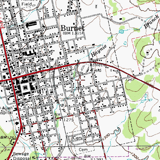 Topographic Map of Wallace Riddell Park, TX