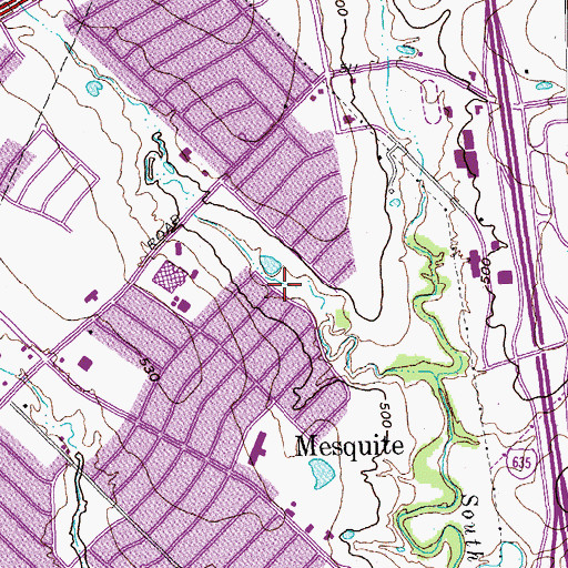 Topographic Map of Town East Park, TX