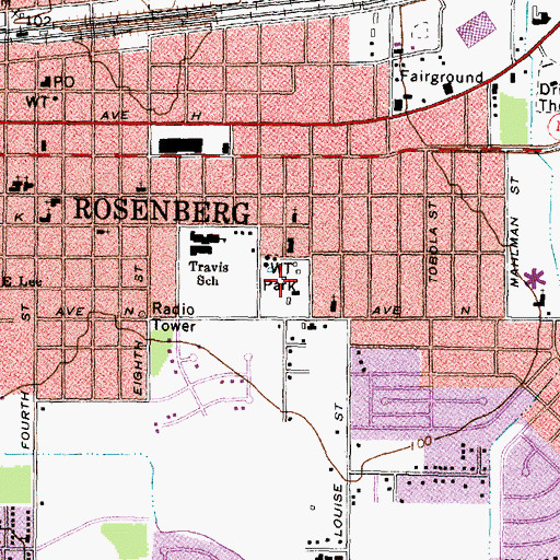 Topographic Map of Travis Park, TX