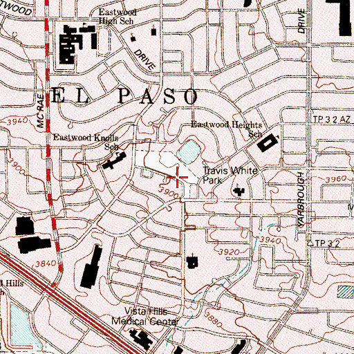 Topographic Map of Travis White Park, TX