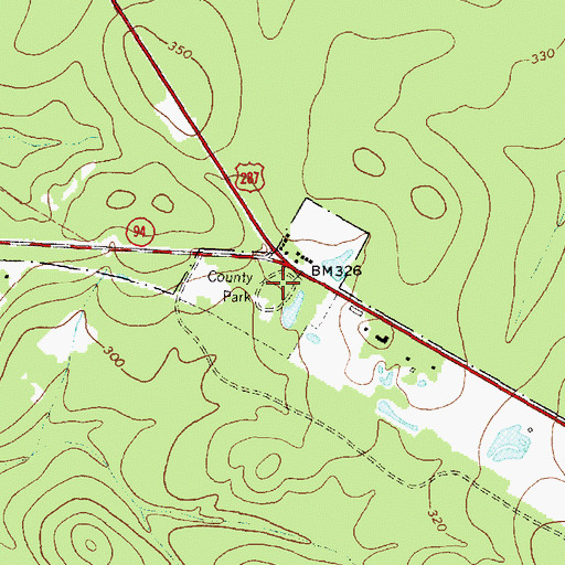 Topographic Map of Trinity County Park, TX