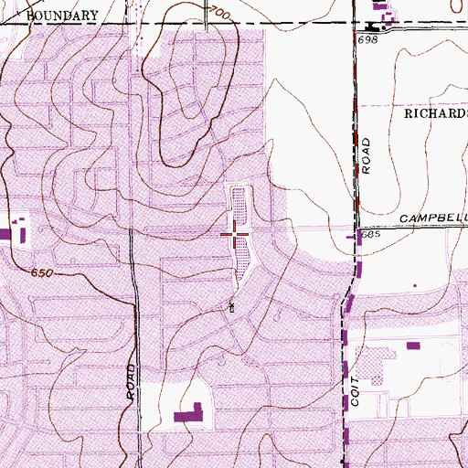 Topographic Map of Twin Lakes Park, TX