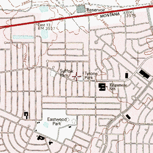Topographic Map of Tyrone Park, TX