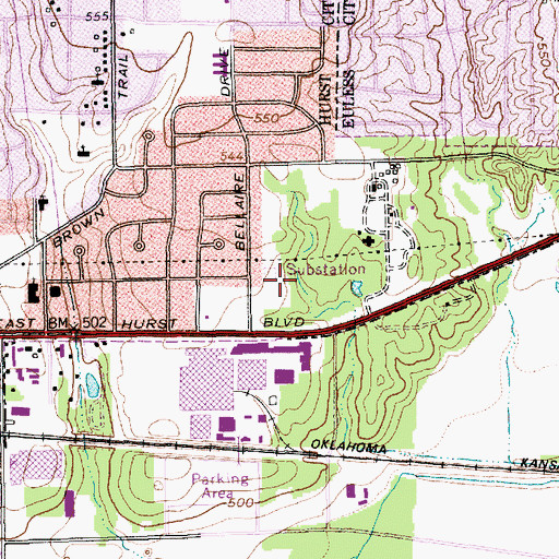 Topographic Map of Tesco Park, TX