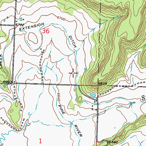 Topographic Map of Spring Creek Extension Ditch, CO