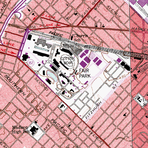 Topographic Map of Texas State Fair Grounds, TX