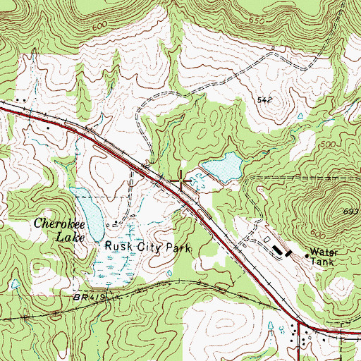 Topographic Map of Texas State Railroad State Historical Park, TX