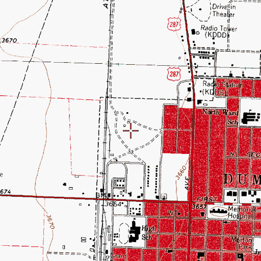 Topographic Map of Texhoma Park, TX