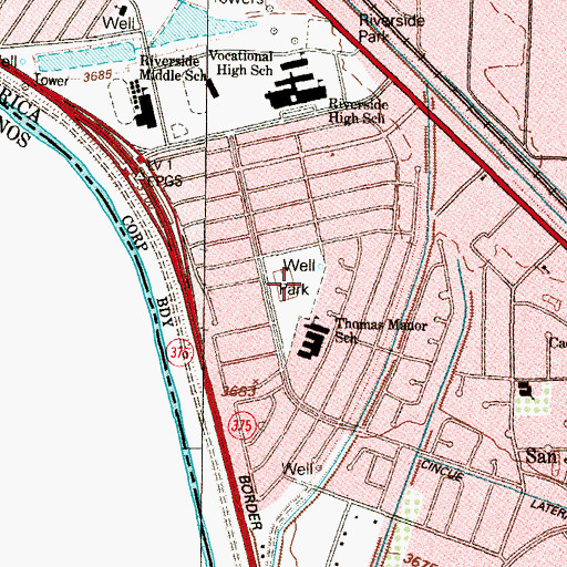 Topographic Map of Thomas Manor Park, TX