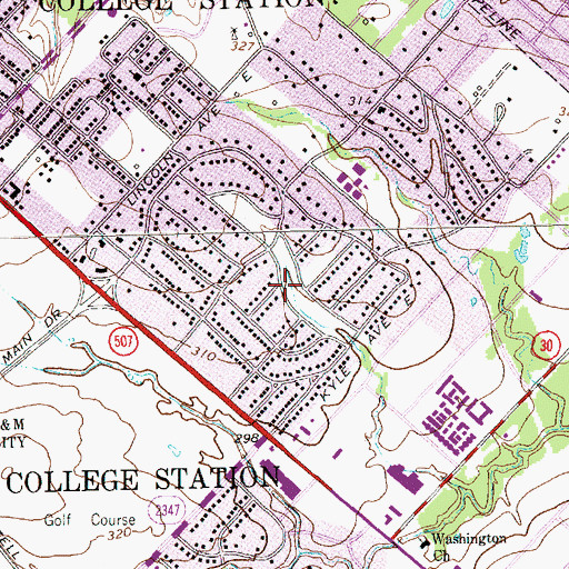 Topographic Map of Thomas Park, TX