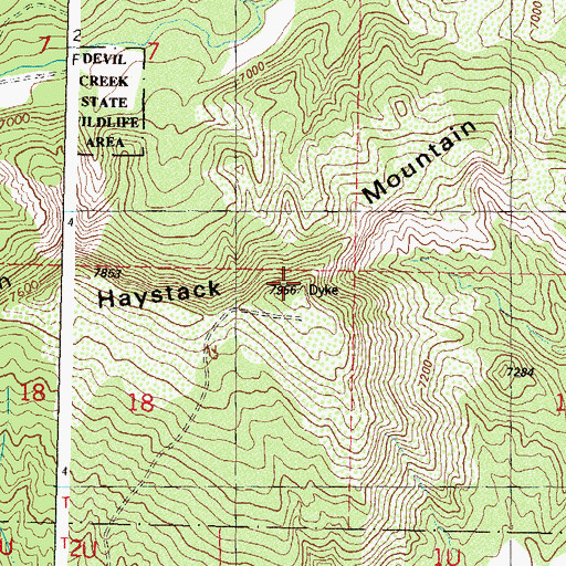 Topographic Map of Haystack Mountain, CO