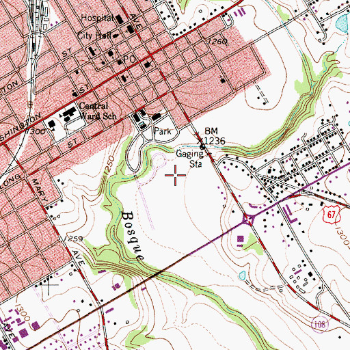 Topographic Map of Stephenville City Park, TX