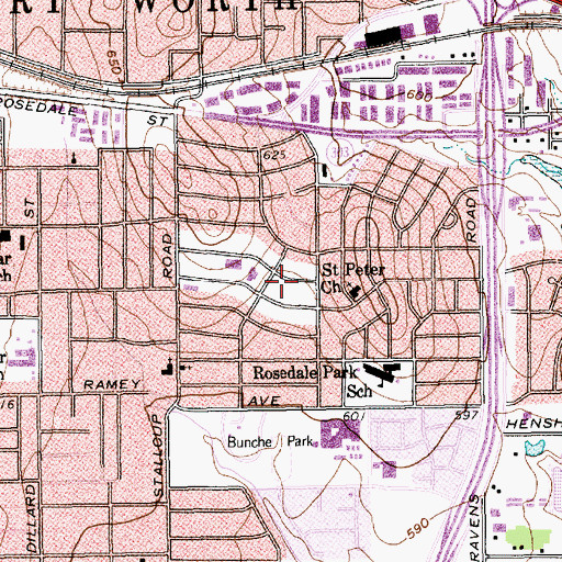 Topographic Map of Stop Six Park, TX