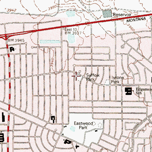 Topographic Map of Suffolk Park, TX