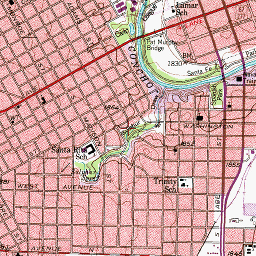 Topographic Map of Sulphur Springs Park, TX