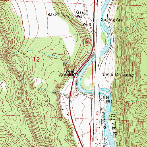 Topographic Map of Twin Crossing, CO