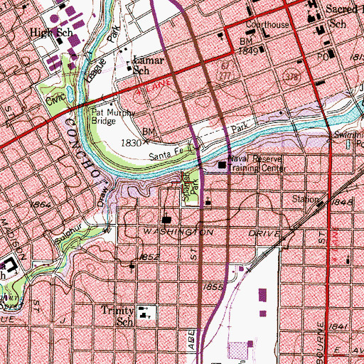 Topographic Map of Sunken Gardens, TX