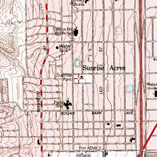 Topographic Map of Sunrise Park, TX