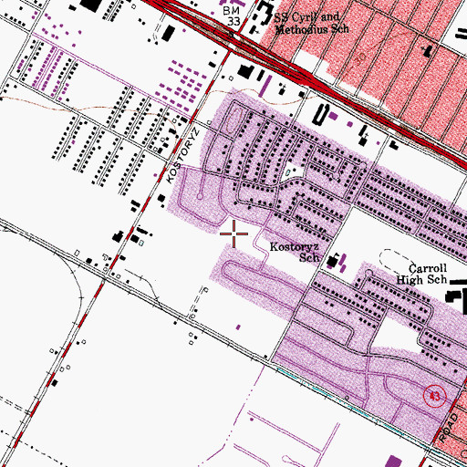 Topographic Map of Surrey Park, TX