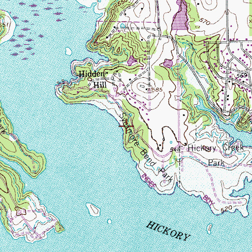 Topographic Map of Sycamore Bend Park, TX