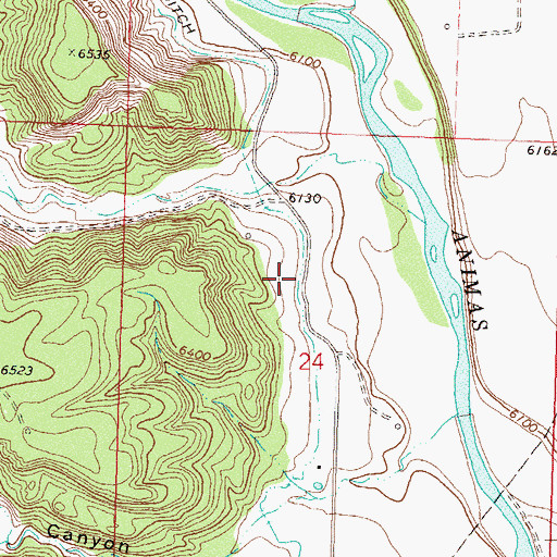 Topographic Map of Citizens Animas Ditch, CO