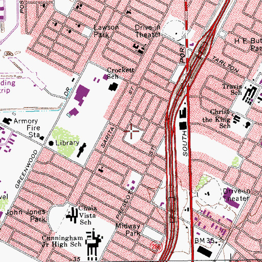 Topographic Map of Temple Park, TX