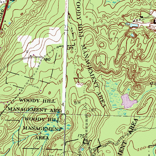 Topographic Map of Woody Hill State Management Area, RI