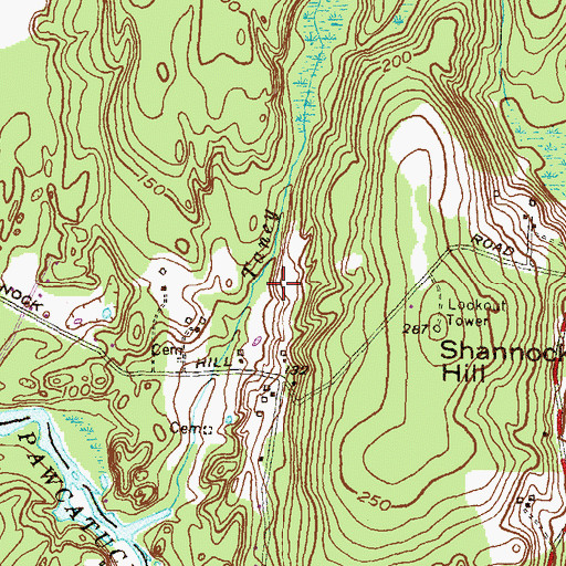 Topographic Map of Packer State Fishing Access, RI