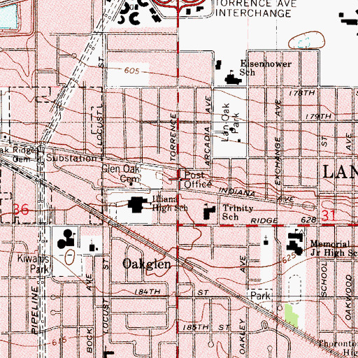 Topographic Map of Torrence Avenue Station Lansing Post Office, IL