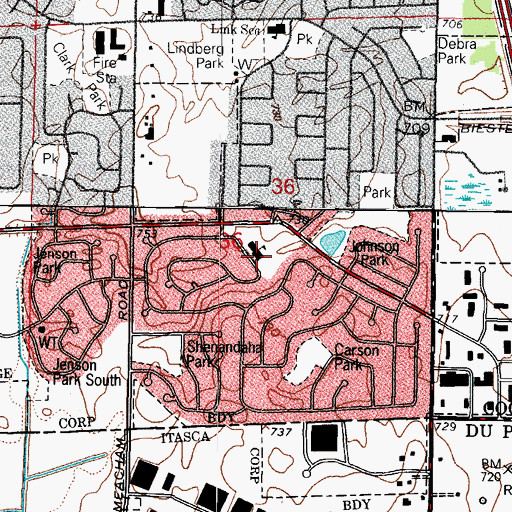 Topographic Map of Adlai Stevenson Elementary School, IL