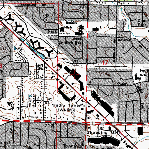 Topographic Map of Arlington Plaza Shopping Center, IL