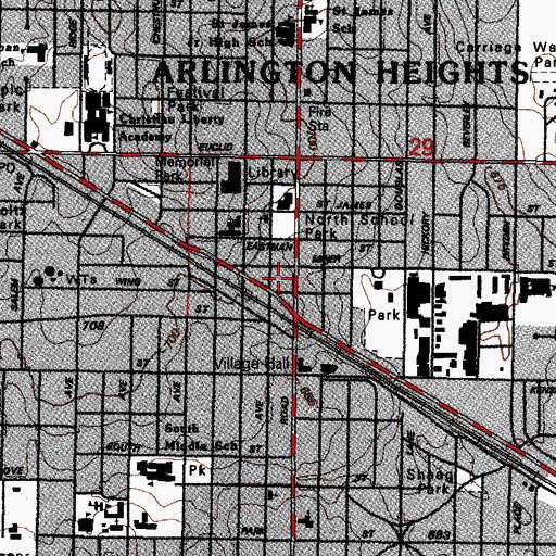 Topographic Map of Two Hundred Arlington Place Shopping Center, IL