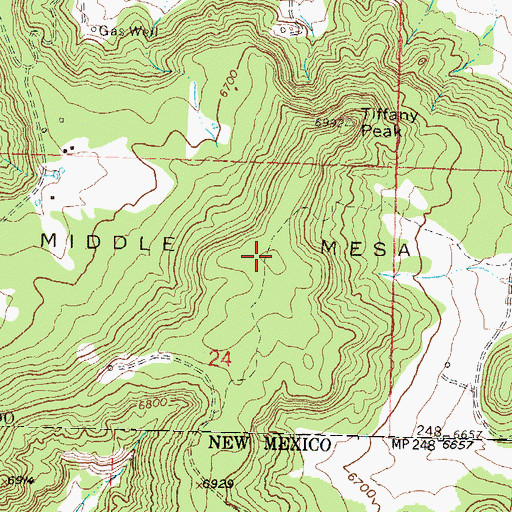 Topographic Map of Middle Mesa, CO
