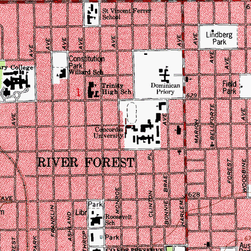 Topographic Map of Fred A Spurgat Building, IL