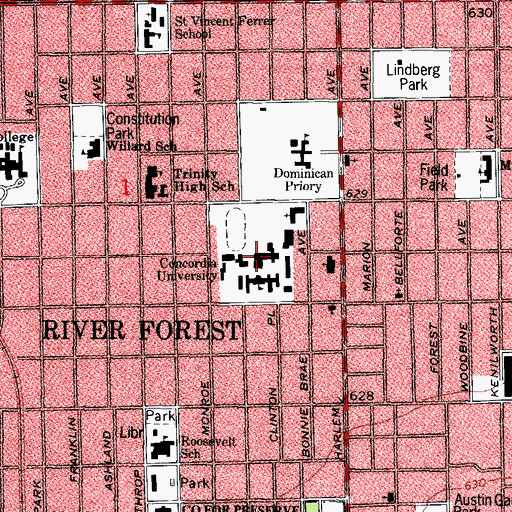 Topographic Map of Geiseman Gymnasium, IL