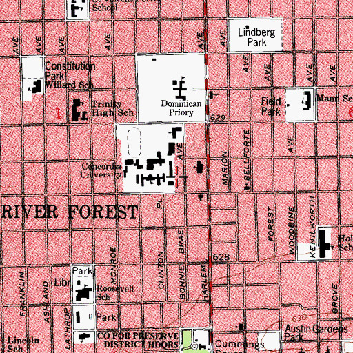 Topographic Map of Gross Hall, IL