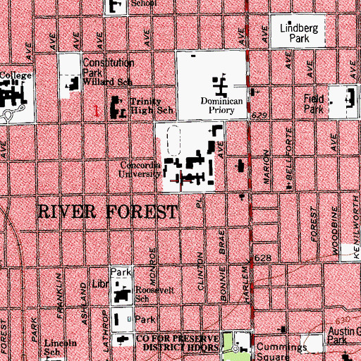 Topographic Map of Lindemann Hall, IL