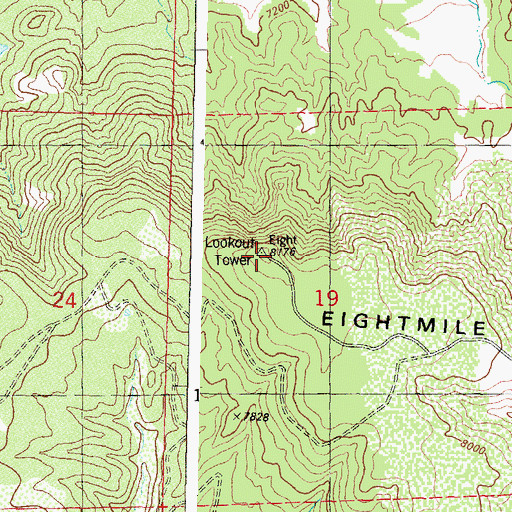 Topographic Map of Eightmile Mesa, CO