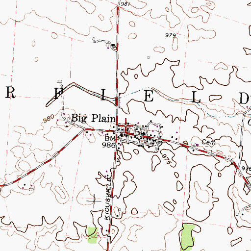 Topographic Map of Big Plain Post Office (historical), OH