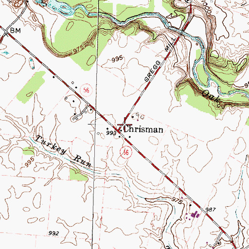 Topographic Map of Chrisman Post Office (historical), OH