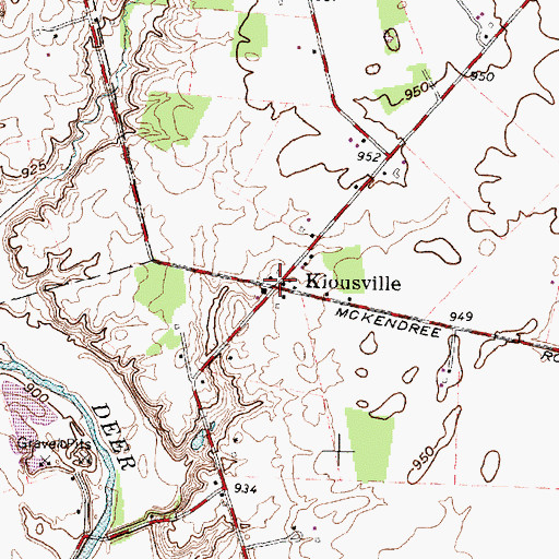 Topographic Map of Kiousville Post Office (historical), OH