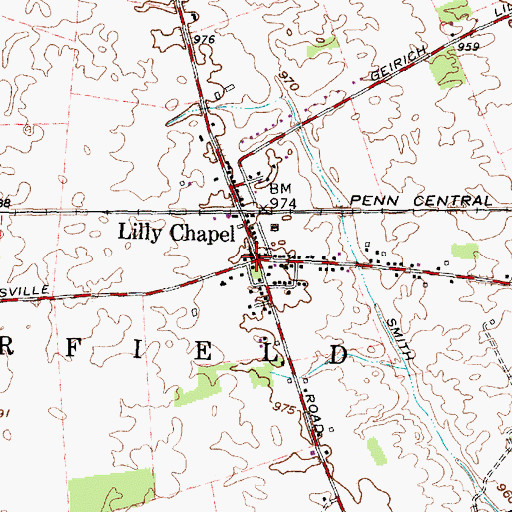 Topographic Map of Lilly Chapel Post Office (historical), OH