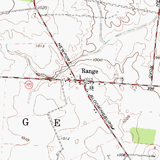 Topographic Map of Range Post Office (historical), OH