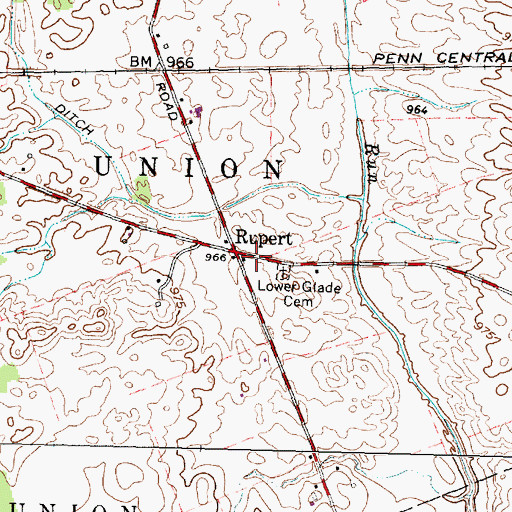 Topographic Map of Rupert Post Office (historical), OH