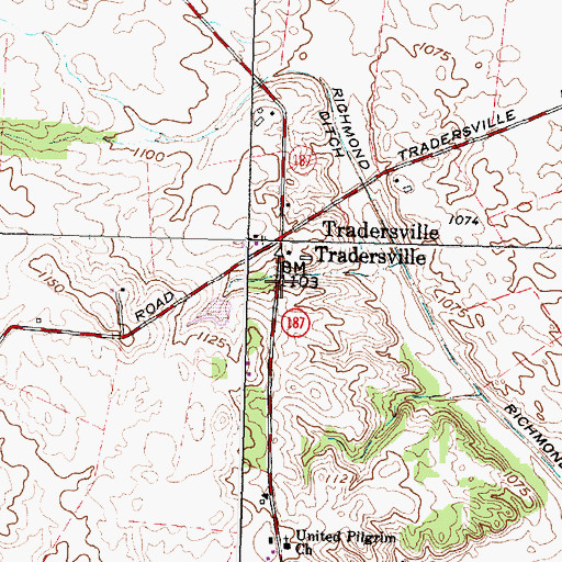Topographic Map of Tradersville Post Office (historical), OH