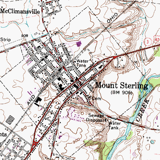 Topographic Map of Mount Sterling Post Office, OH