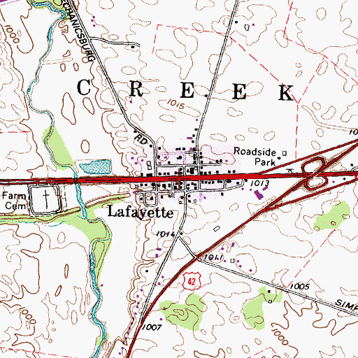 Topographic Map of Lafayette Post Office (historical), OH