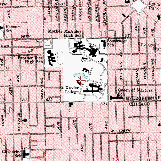 Topographic Map of Andrew Conference Center, IL