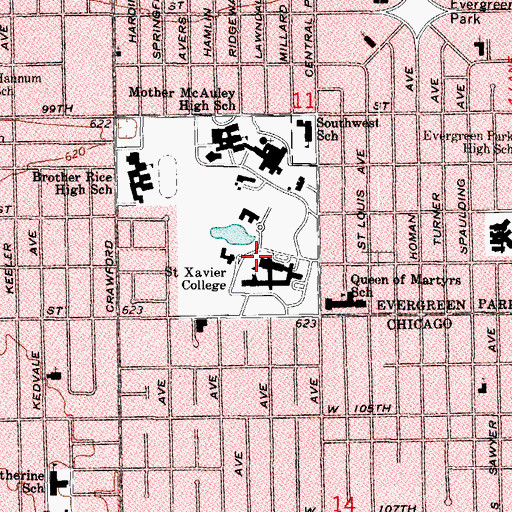 Topographic Map of Mary's Circle, IL
