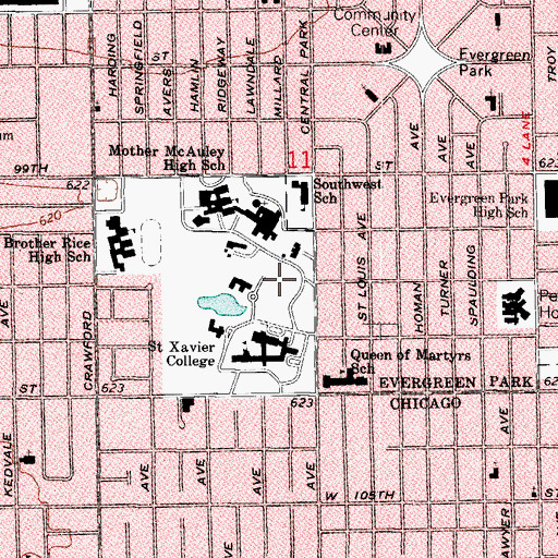 Topographic Map of McCarthy Hall, IL